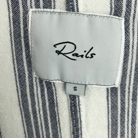 Rails Athena Stanton Striped Cropped V-Neck Wrap Top Size S Short Ruffle Sleeve - Picture 7 of 9